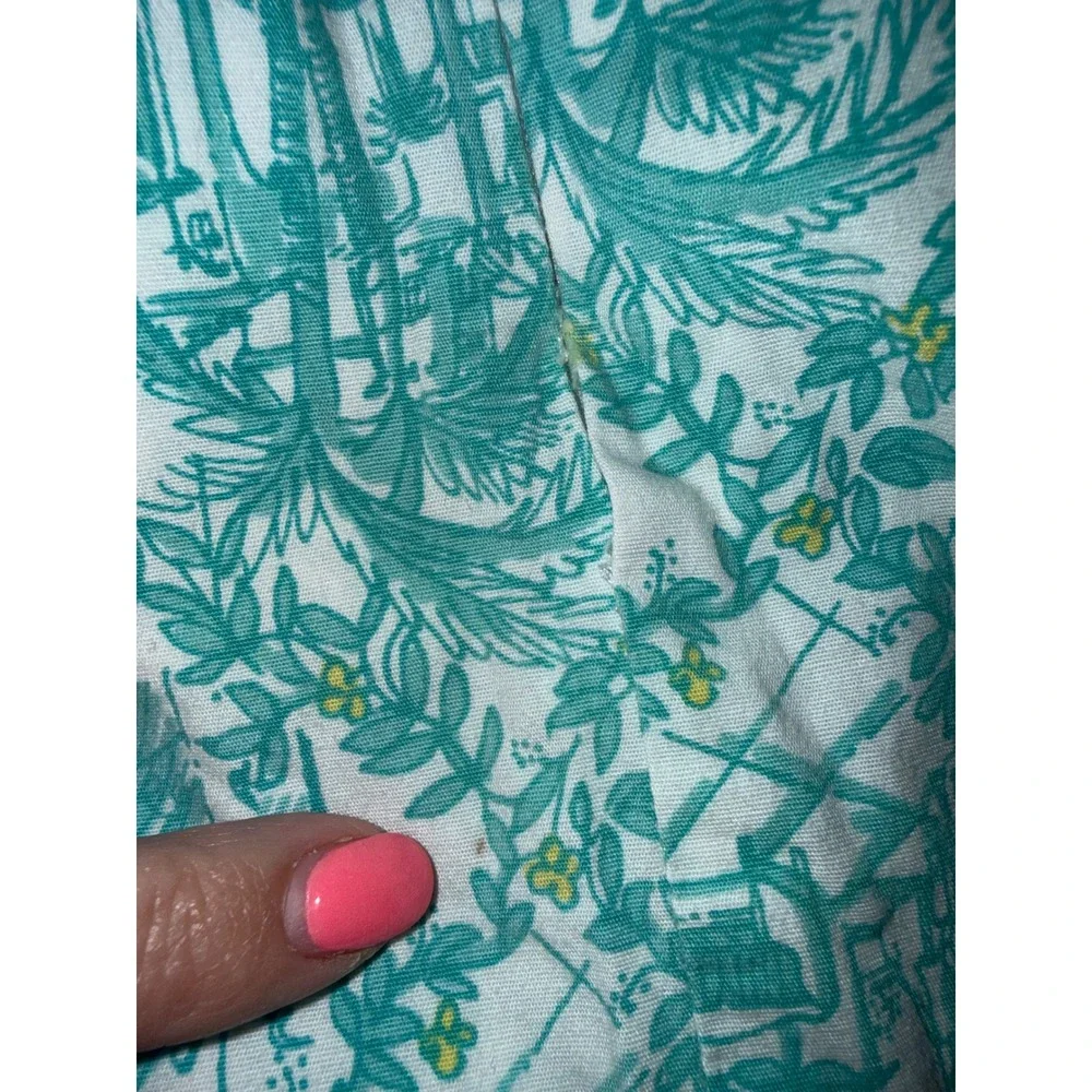 Lilly Pulitzer Vintage Y2K Toile Print Tie Front Top and Skort Set Teal White 10
